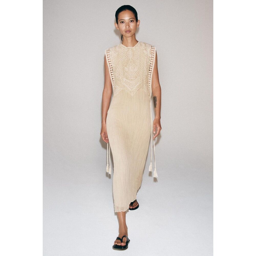 NWT Zara ZW Collection Combination Dress with Detachable Overlay XS